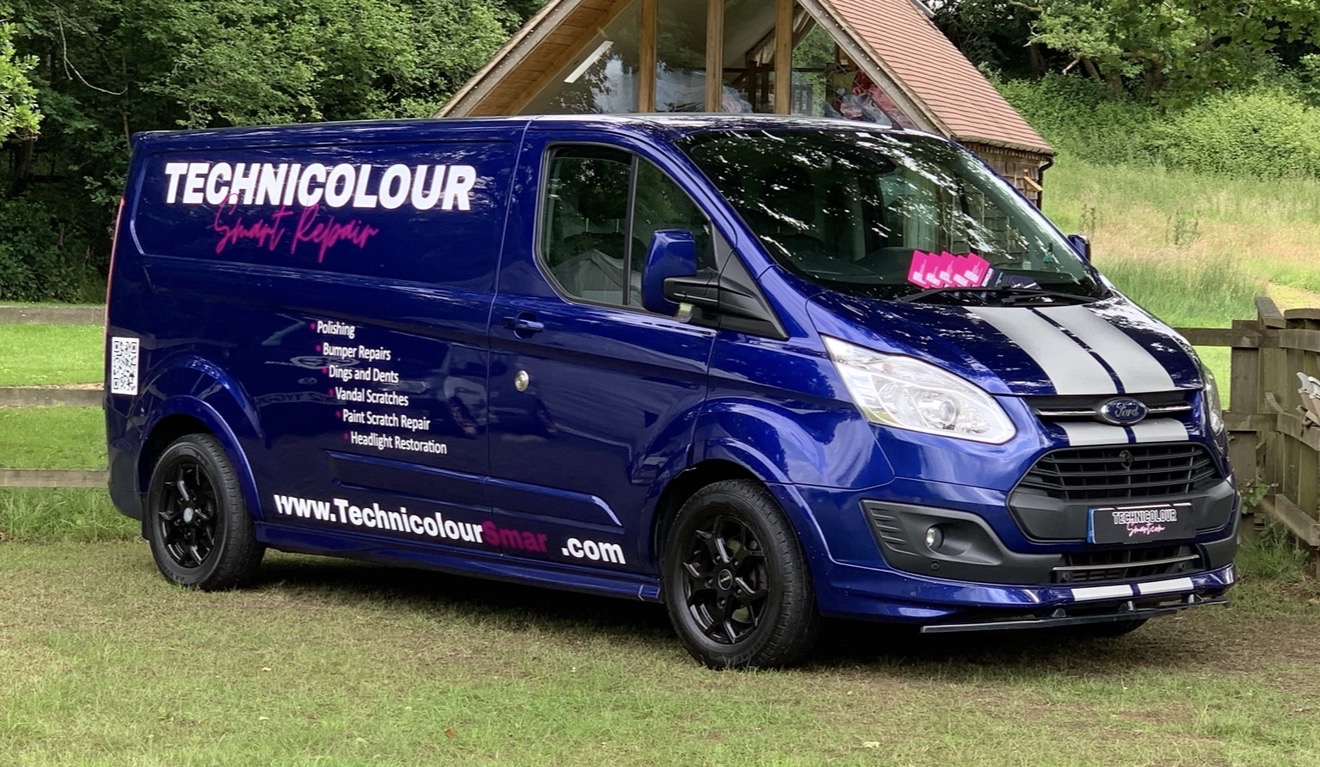 Technicolour Smart Repair mobile workshop van — fully equipped for bumper and paint repair across Surrey